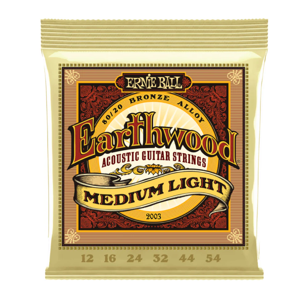ERNIE BALL Earthwood 80/20 Bronze Acoustic Guitar Strings Set - Medium Light (12-54)