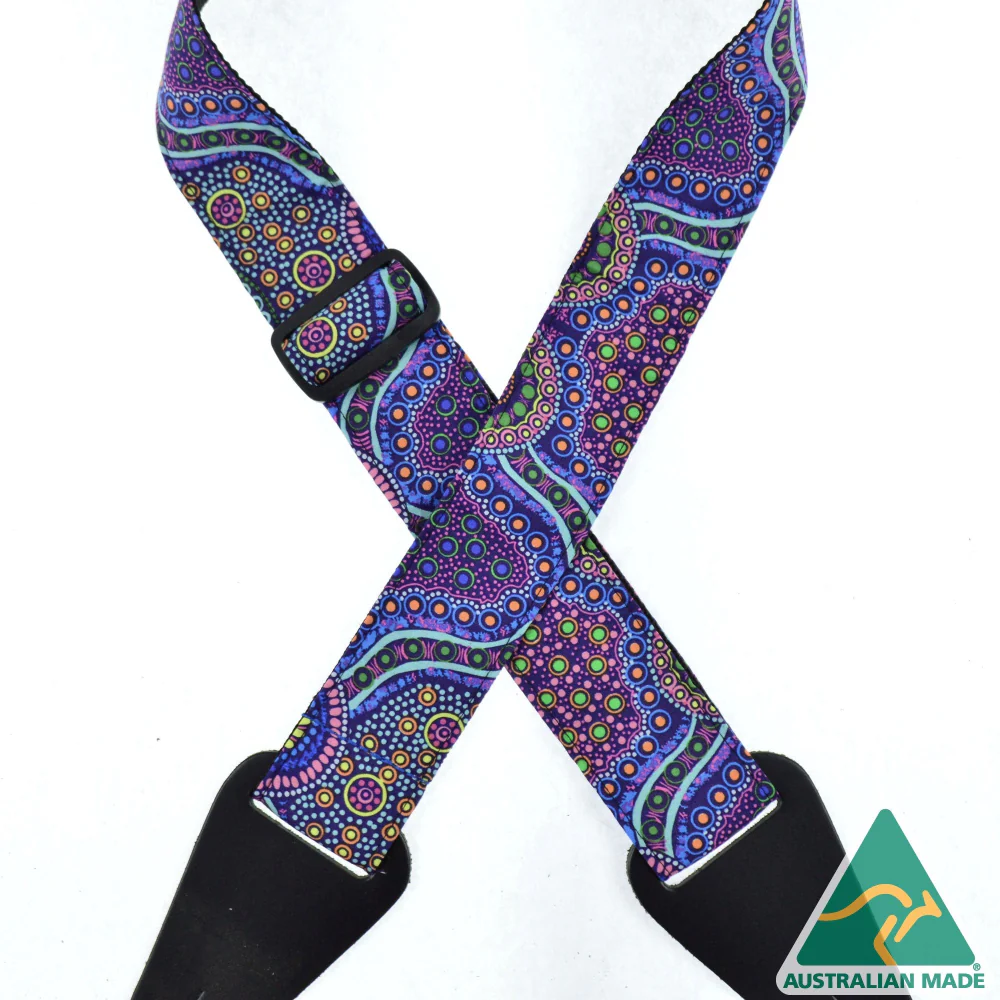 COLONIAL LEATHER Aboriginal Art Strap - Wild Bush Flowers Purple - Image 2