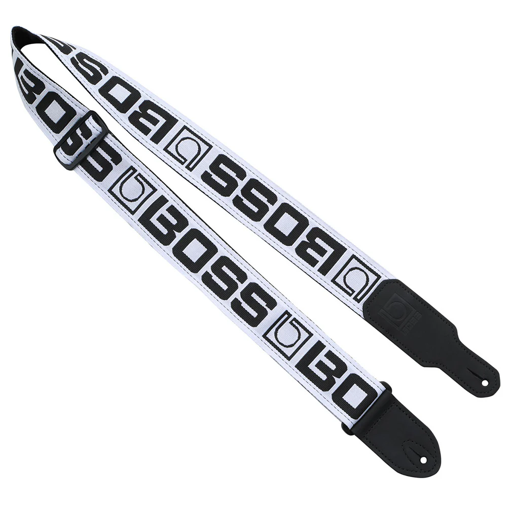 BOSS Monogram Guitar Strap - White/Black