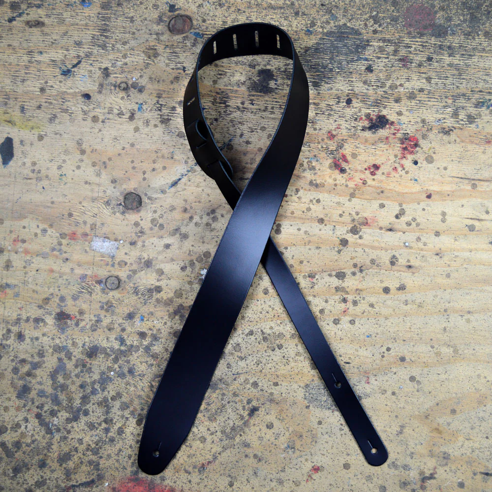 COLONIAL LEATHER BAS 2.5" Black Leather Guitar Strap - Image 2