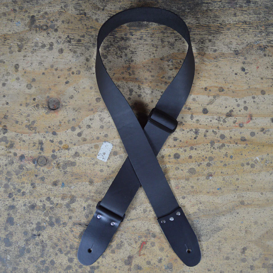 COLONIAL LEATHER SAS Leather 2" Guitar Strap - Black - Image 2