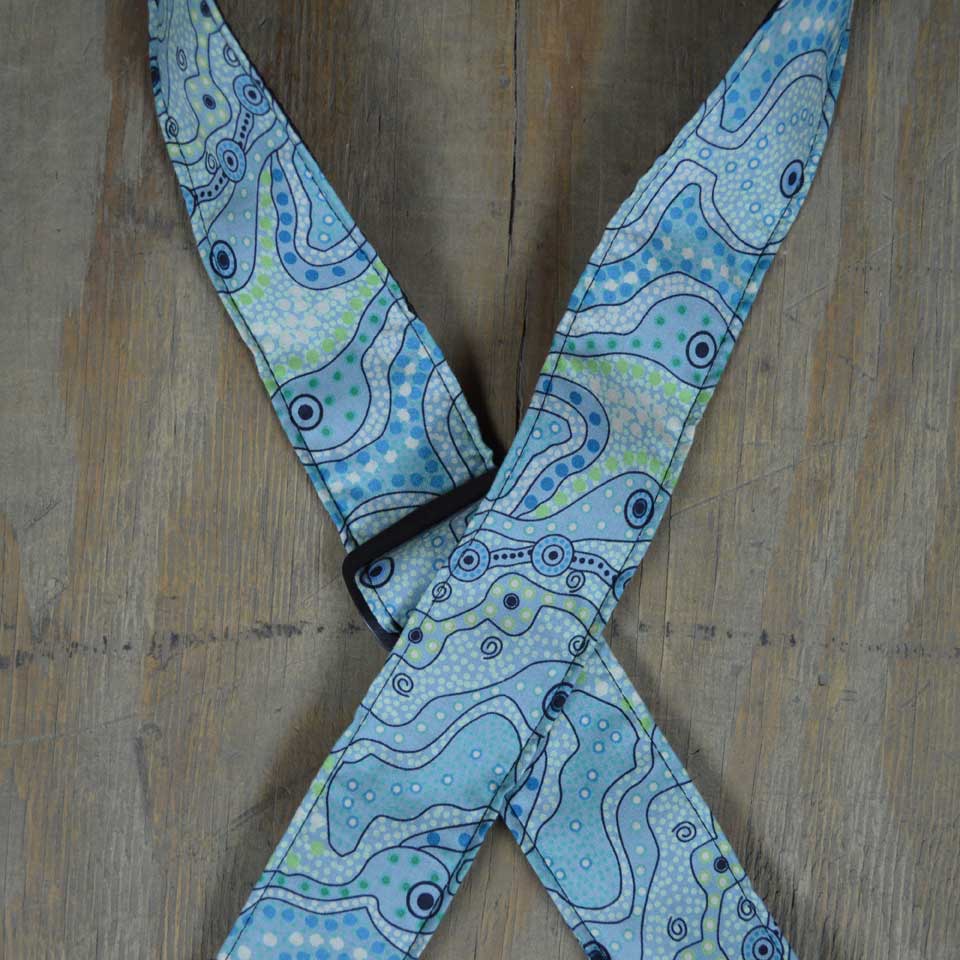 COLONIAL LEATHER Aboriginal Art Guitar Strap - Aqua - Image 2