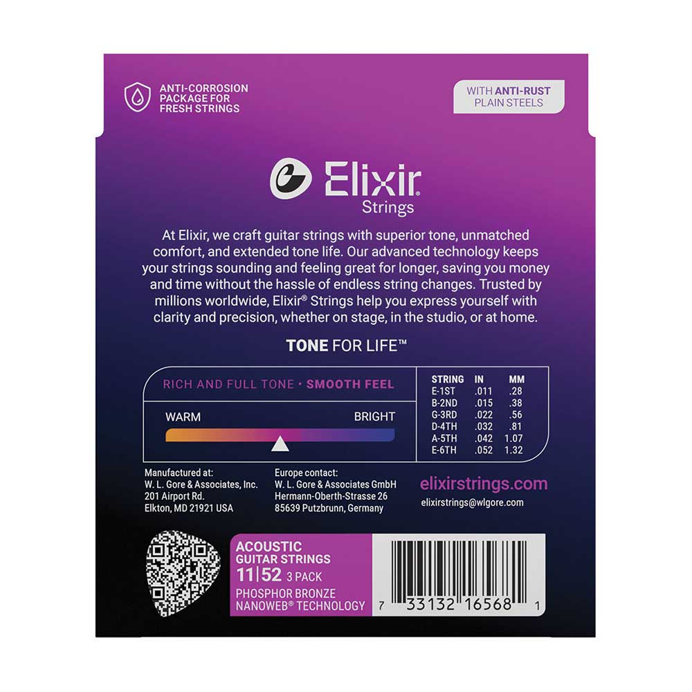 ELIXIR 3 Pack Nanoweb 11-52 Phosphor Bronze - Image 2