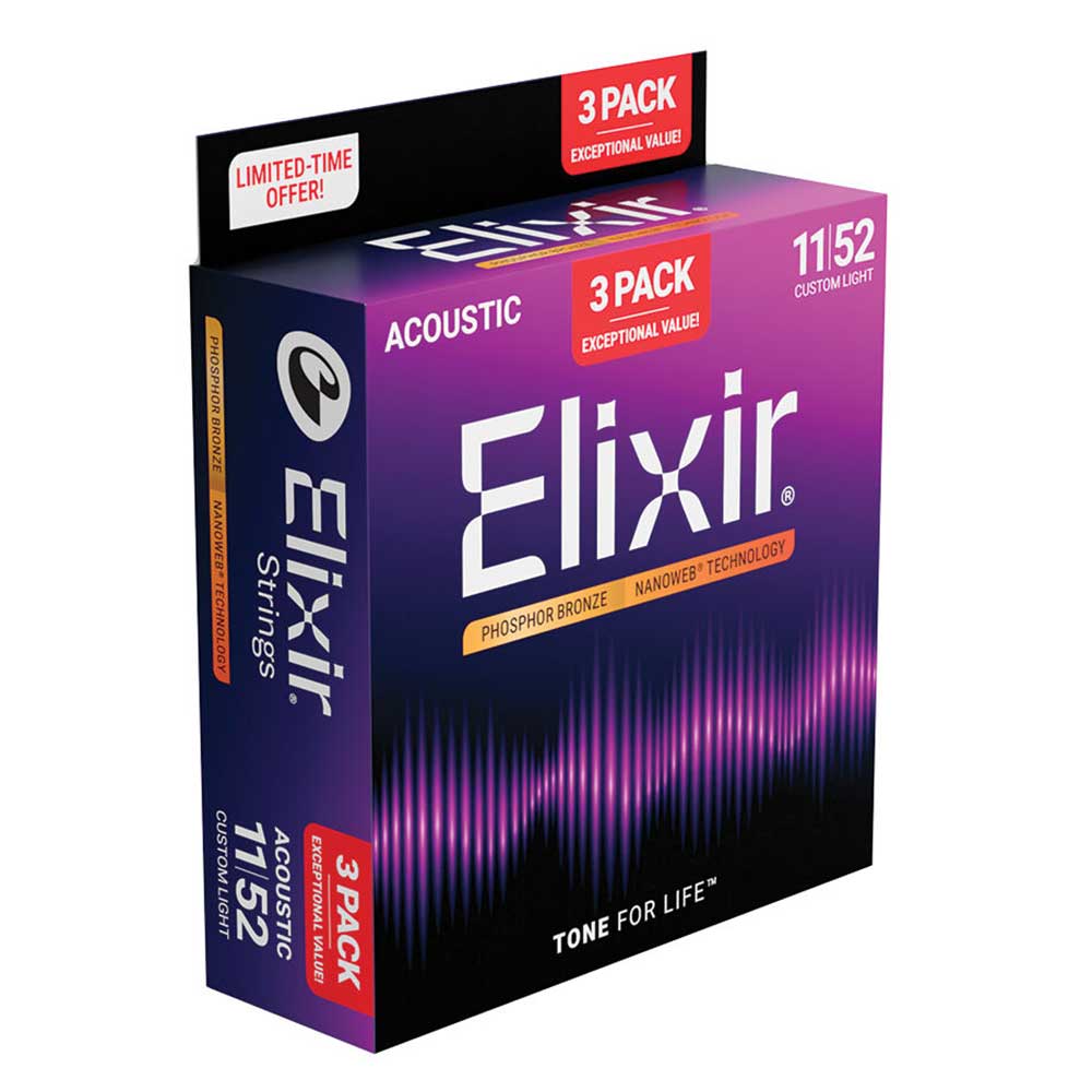 ELIXIR 3 Pack Nanoweb 11-52 Phosphor Bronze - Image 3