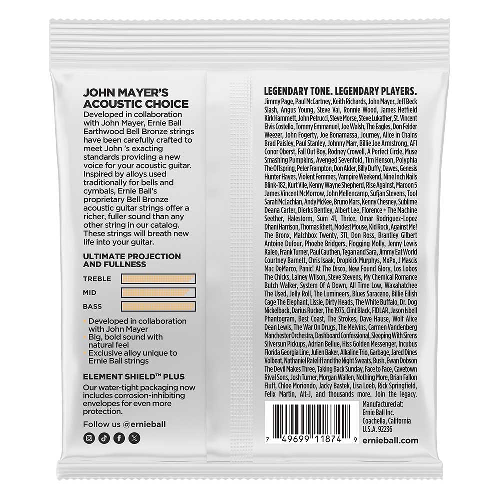 ERNIE BALL Earthwood Bell Bronze Acoustic Guitar Strings Set - Extra Light (10-50) - Image 2