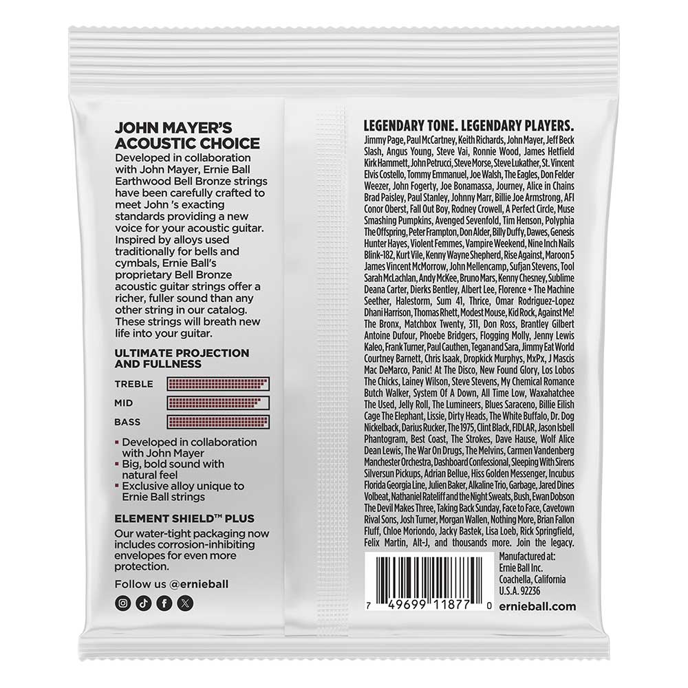ERNIE BALL Earthwood Bell Bronze Acoustic Guitar Strings Set - Medium Light (12-54) - Image 2