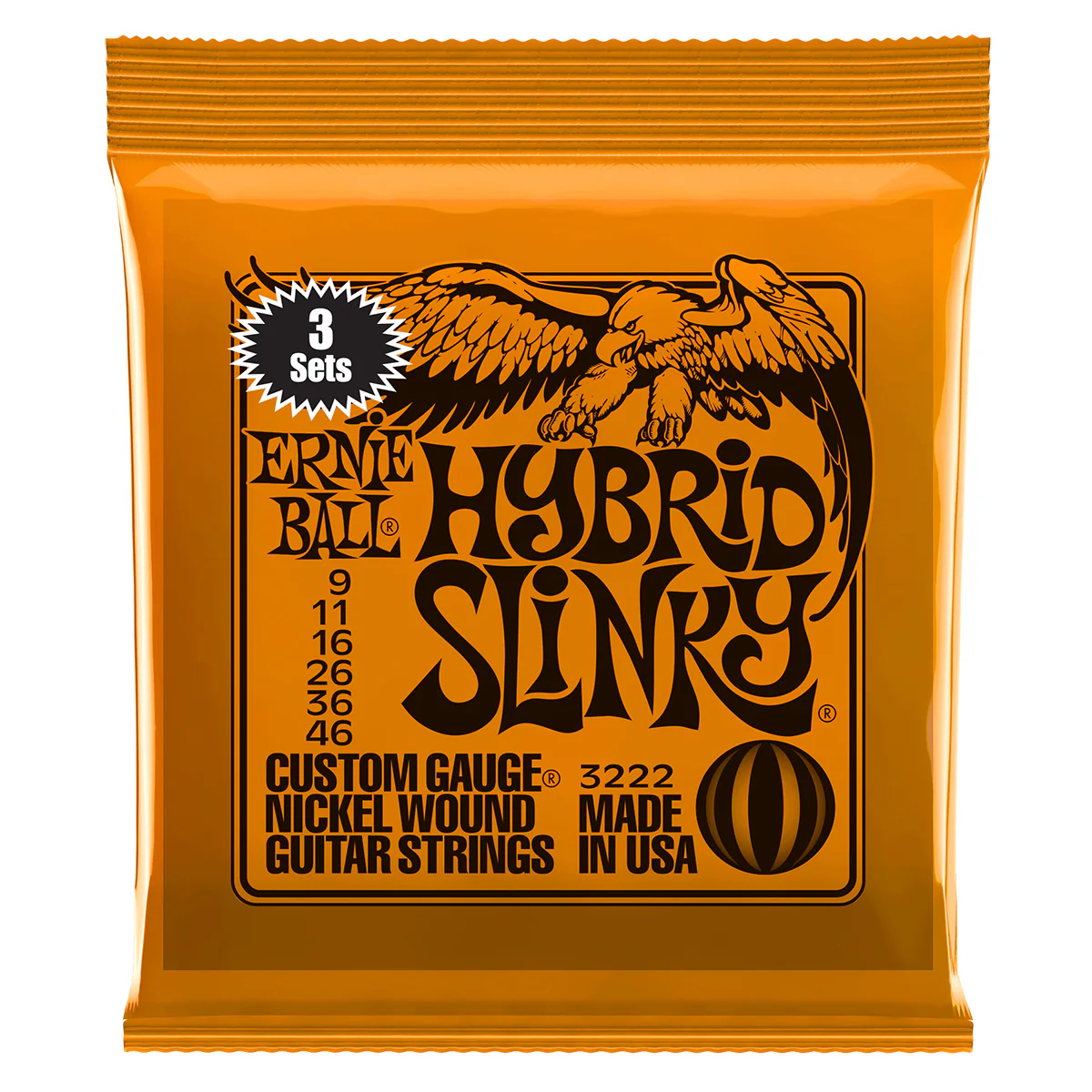 ERNIE BALL Electric Guitar Strings 3 Pack - Hybrid Slinky (9-46)