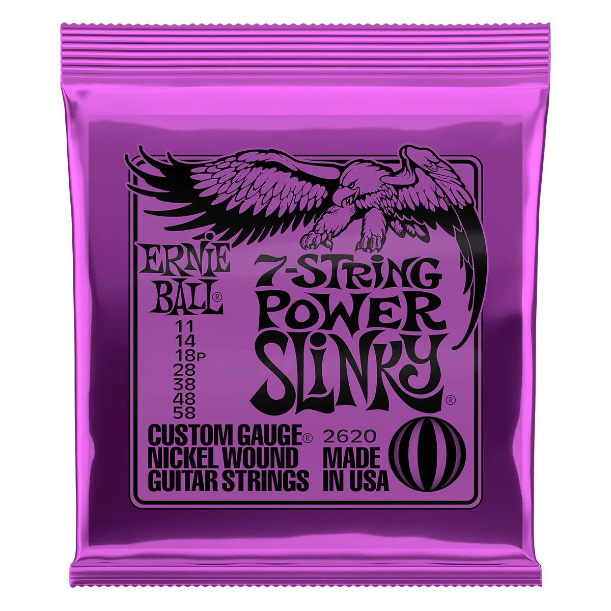 ERNIE BALL 7 String Electric Guitar Strings Set - Power Slinky (11-58)