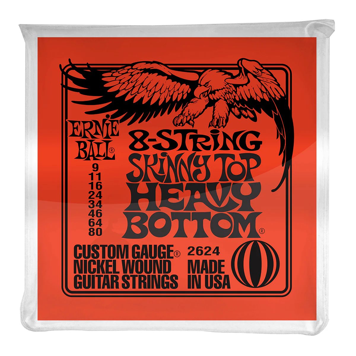 ERNIE BALL 8 String Electric Guitar Strings Set - Skinny Top Heavy Bottom (9-80)
