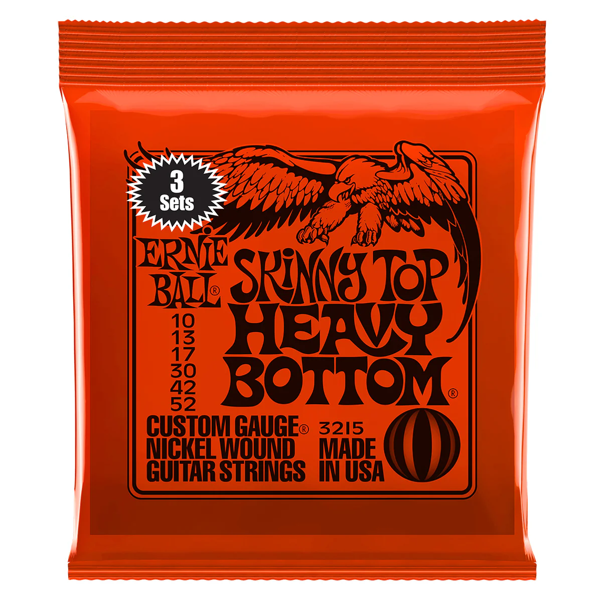 ERNIE BALL Electric Guitar Strings 3 Pack - Slinky Top Heavy Bottom (10-52)