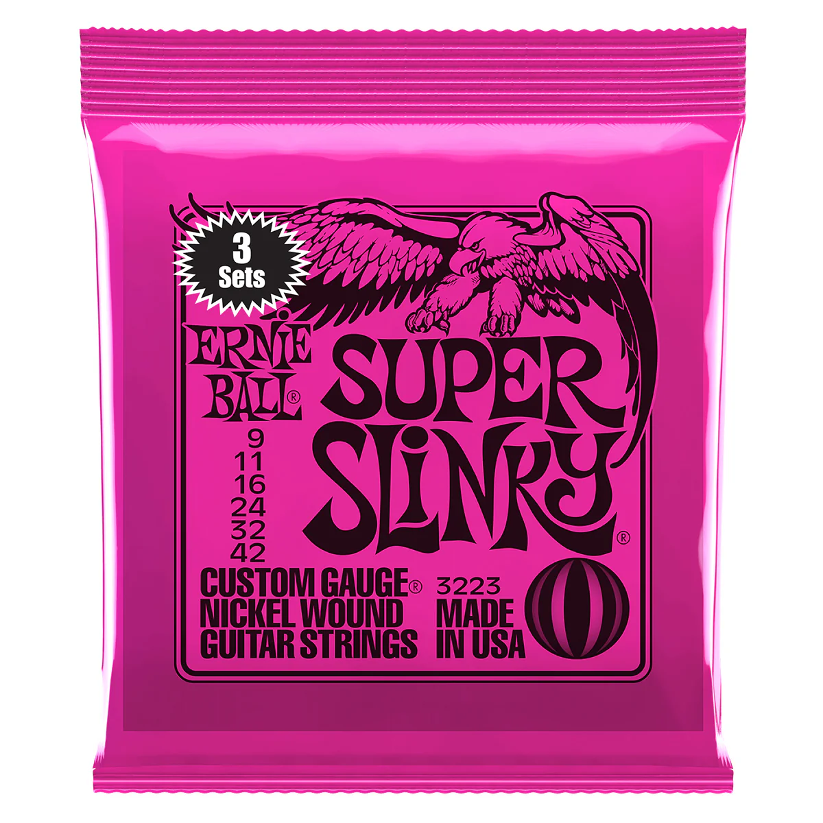 ERNIE BALL Electric Guitar Strings 3 Pack - Super Slinky (9-42)