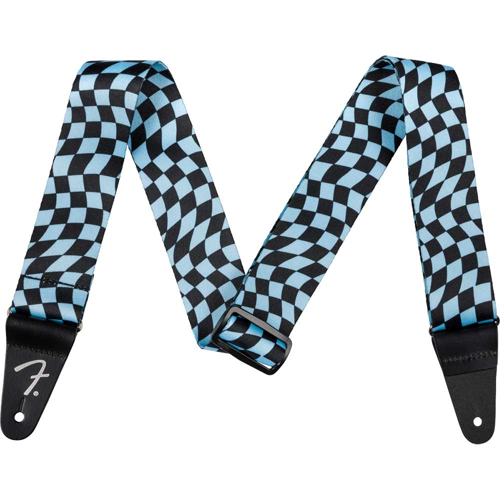 FENDER Wavy Checkerboard Poly Strap Blue