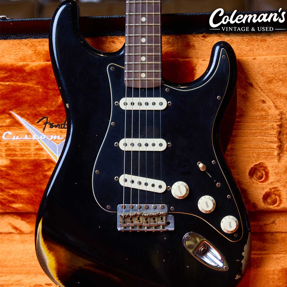 PRELOVED FENDER Custom Shop Dual Mag II Relic Strat - Black over 3CSB