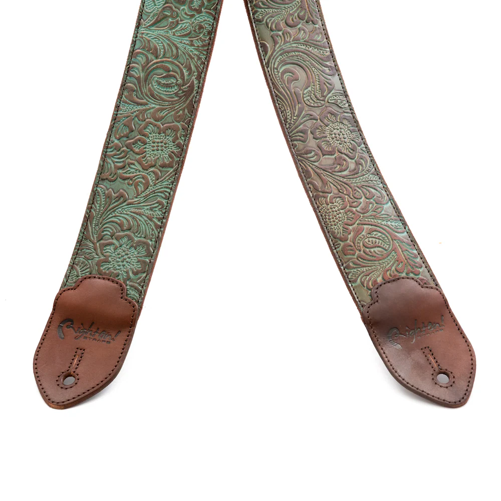 Right On Straps LEATHERCRAFT Blackguard Teal Guitar Strap - Image 2