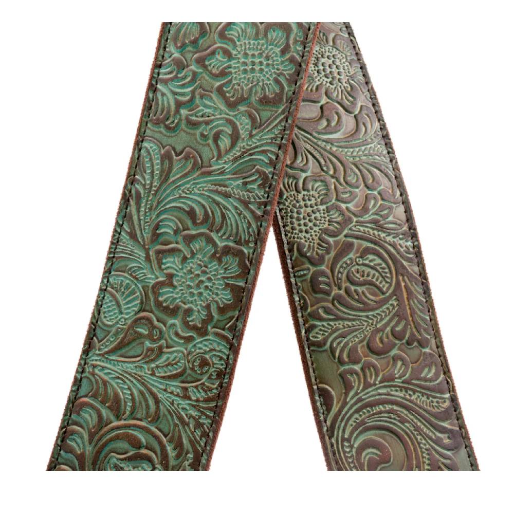 Right On Straps LEATHERCRAFT Blackguard Teal Guitar Strap - Image 3