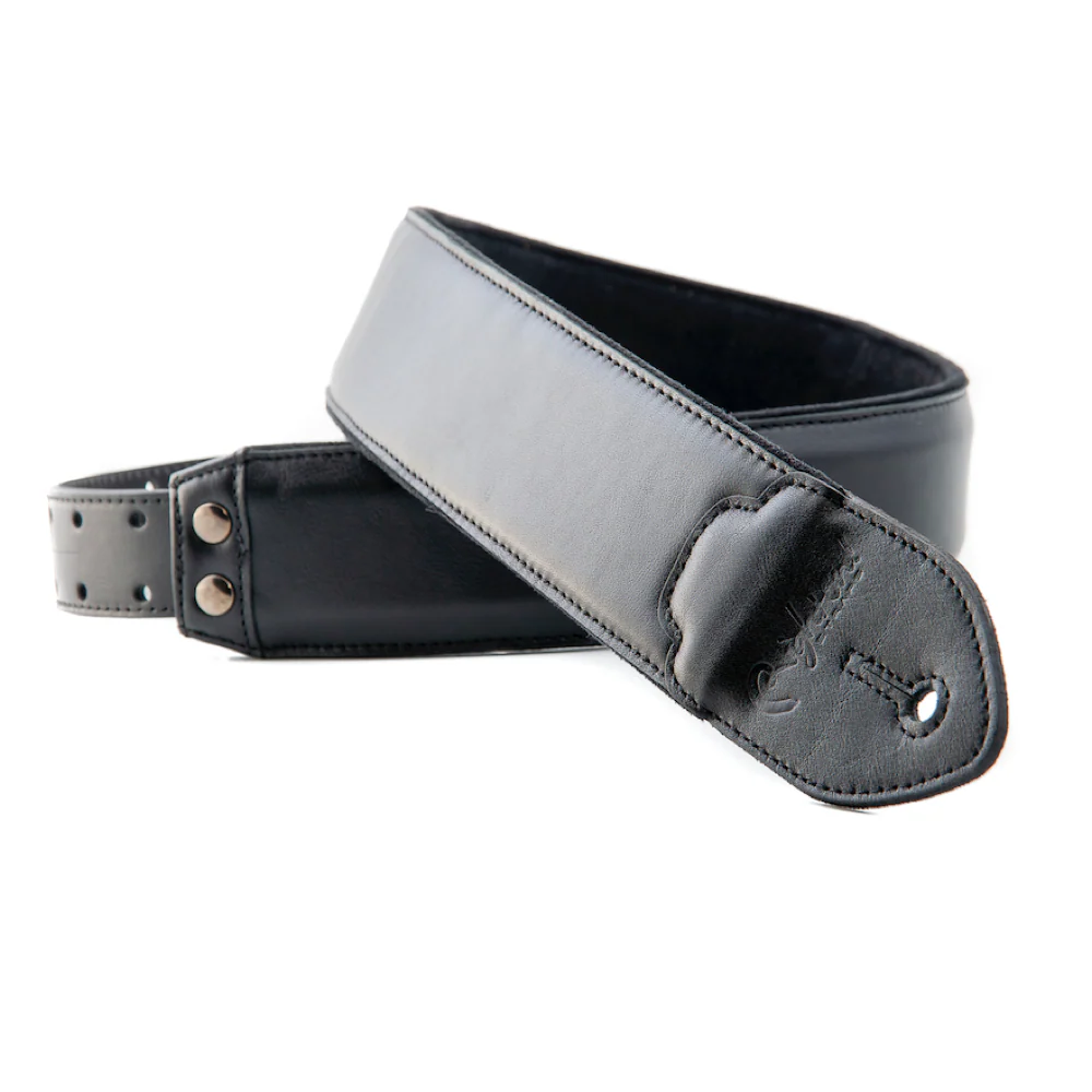 Right On Straps LEATHERCRAFT Vintage Black Guitar Strap