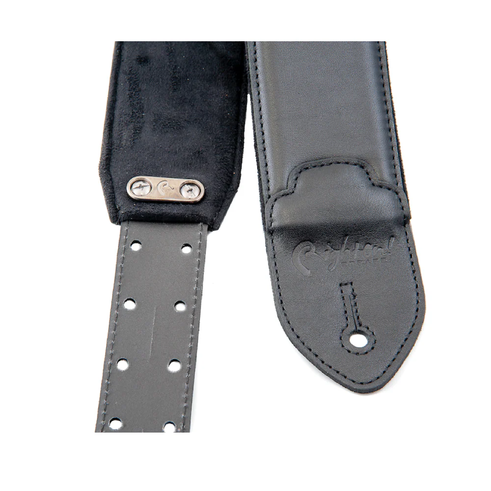 Right On Straps LEATHERCRAFT Vintage Black Guitar Strap - Image 2