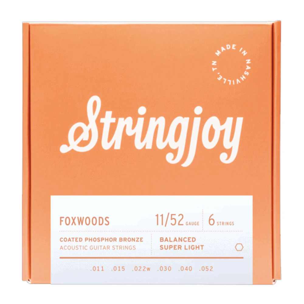 Stringjoy Foxwoods Coated Acoustic Guitar Strings Set - Super Light (11-52)